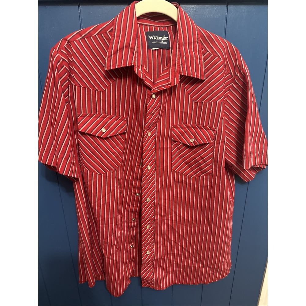 Men's Wrangler Red Pearl Snap Western Shirt‎ Size L? A34